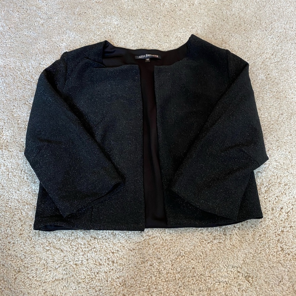 black sparkle cropped jacket cardigan